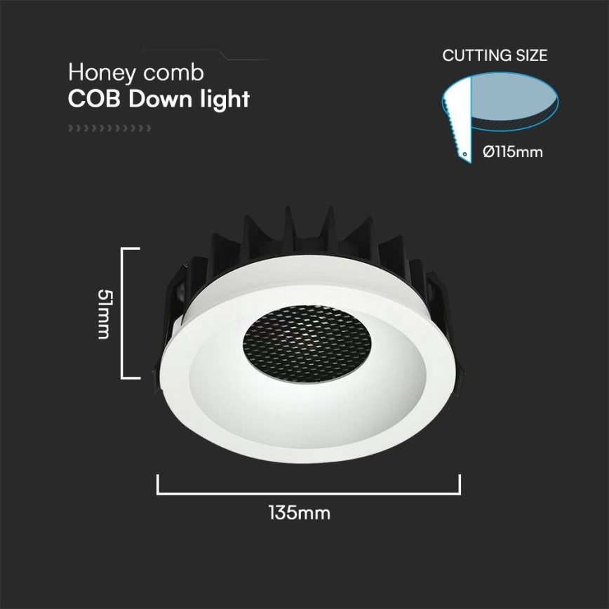 LED Ugradbena lampa LED/24W/230V 3000/4000/6400K ø 13,5 cm bela