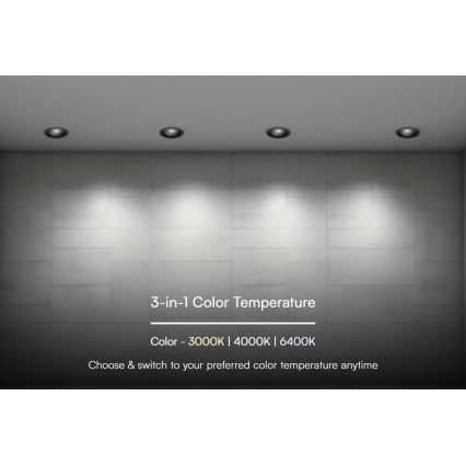 LED Ugradbena lampa LED/24W/230V 3000/4000/6400K ø 13,5 cm crno