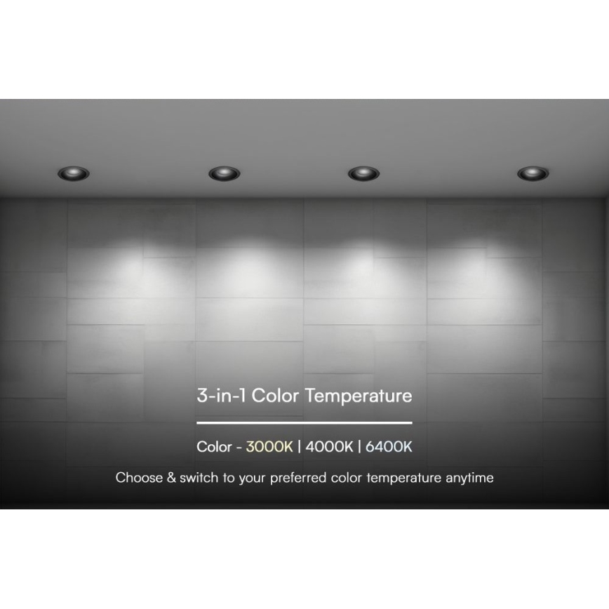 LED Ugradbena lampa LED/24W/230V 3000/4000/6400K ø 13,5 cm crno