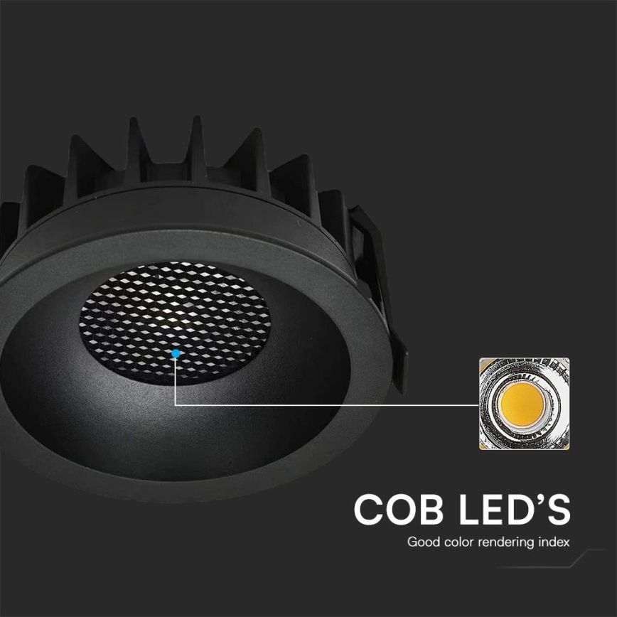 LED Ugradbena lampa LED/24W/230V 3000/4000/6400K ø 13,5 cm crno