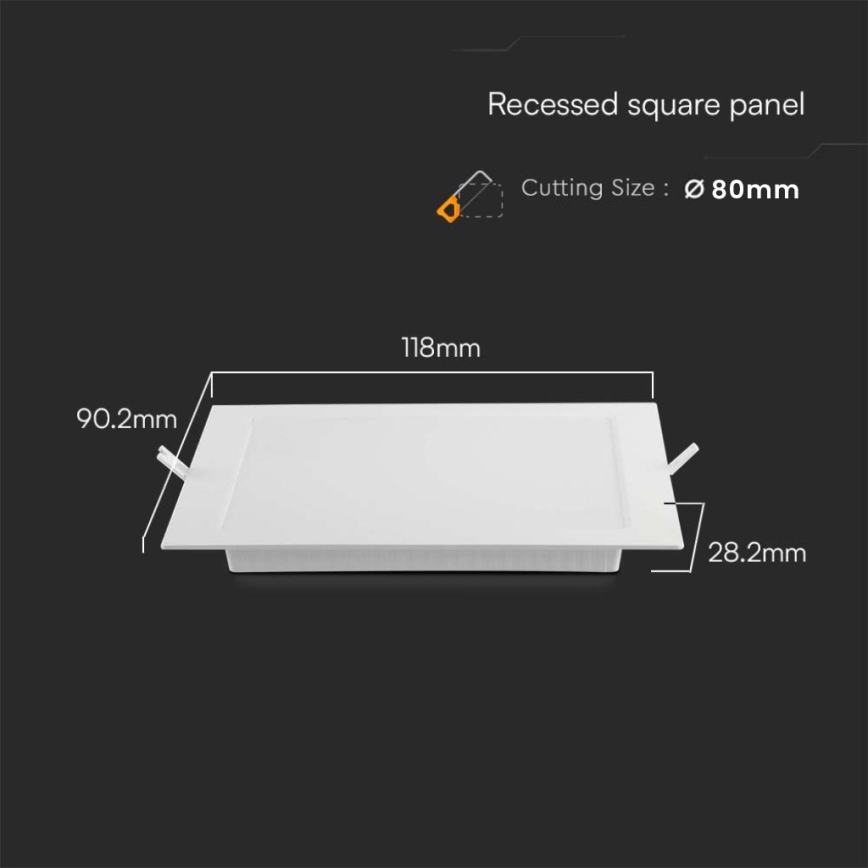 LED Ugradbena lampa LED/3W/230V 9x9 cm 6500K bela