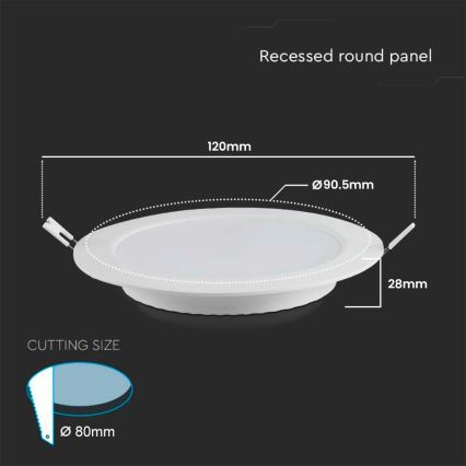 LED Ugradbena lampa LED/3W/230V pr. 9,5 cm 6500K bela
