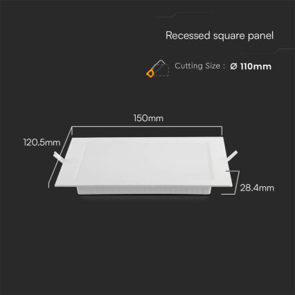 LED Ugradbena lampa LED/6W/230V 12x12 cm 4000K bela