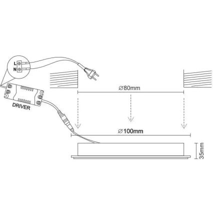 LED Ugradbena lampa LED/7,5W/230V 4000K crno