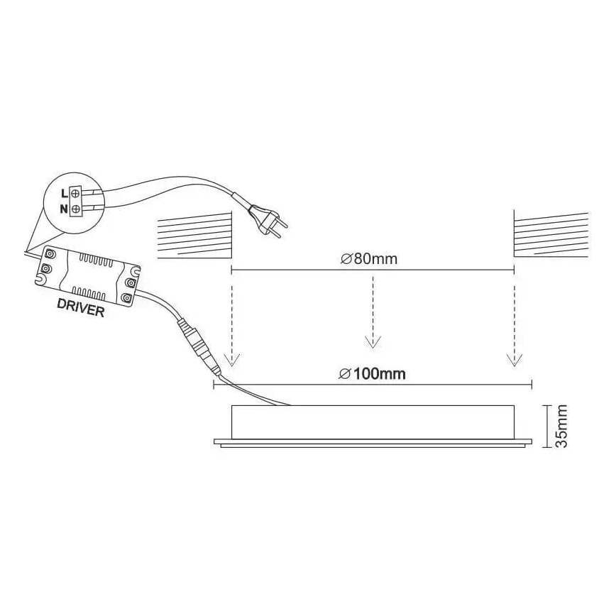 LED Ugradbena lampa LED/7,5W/230V 4000K crno