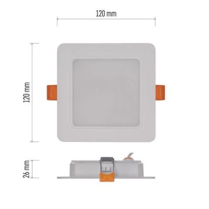 LED Ugradbena lampa LED/9W/230V 12x12 cm bela