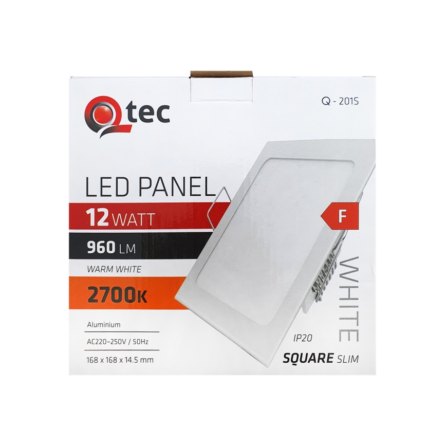 LED Ugradbena lampa QTEC LED/12W/230V 2700K 16,8x16,8 cm
