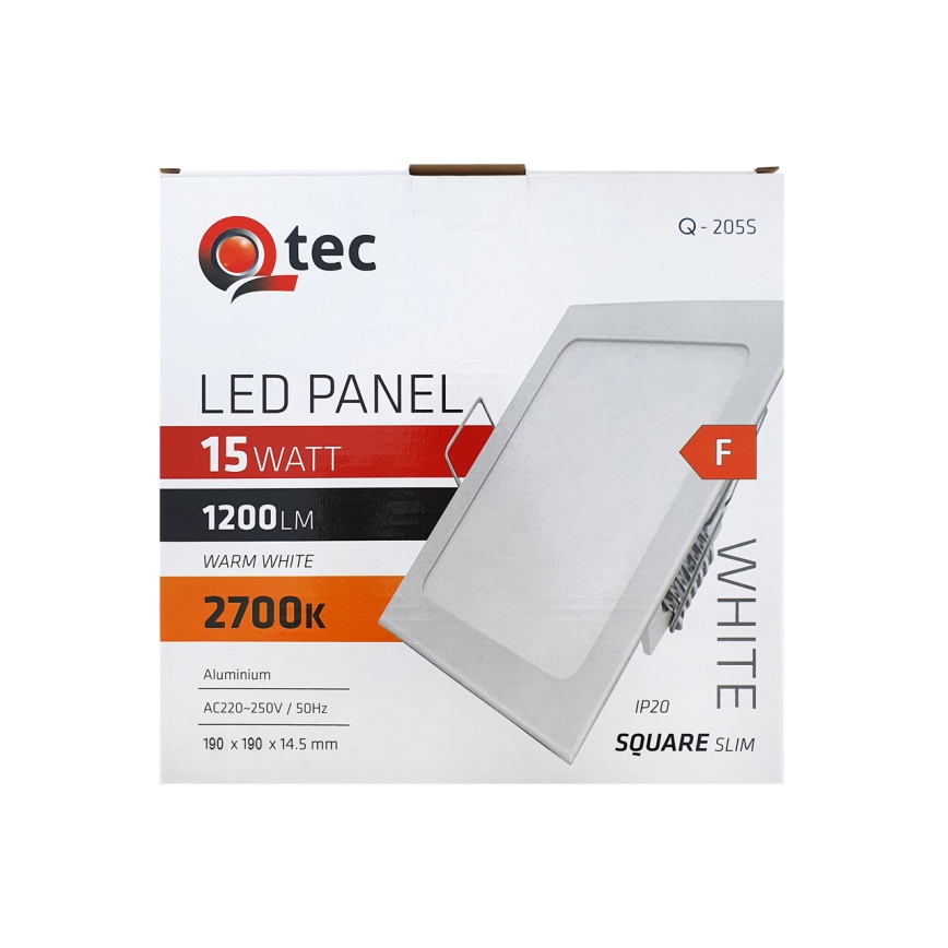 LED Ugradbena lampa QTEC LED/15W/230V 2700K 19x19 cm