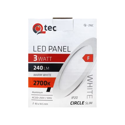 LED Ugradbena lampa QTEC LED/3W/230V 2700K pr. 8,3 cm