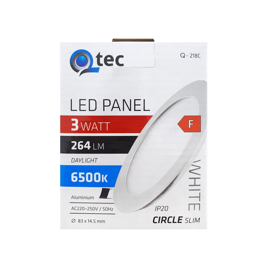 LED Ugradbena lampa QTEC LED/3W/230V 6500K pr. 8,3 cm