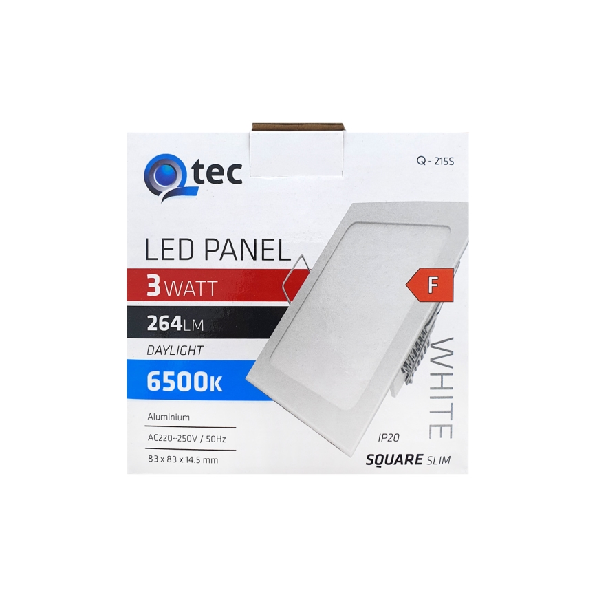 LED Ugradbena lampa QTEC LED/3W/230V 6500K 8,3x8,3 cm