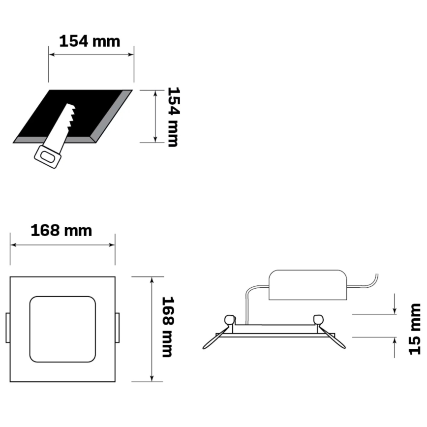 LED Ugradbena lampa RIGEL LED/10W/230V 4000K 16,8x16,8 cm crno