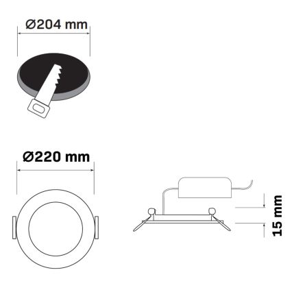LED Ugradbena lampa RIGEL LED/14W/230V 4000K pr. 22 cm crno