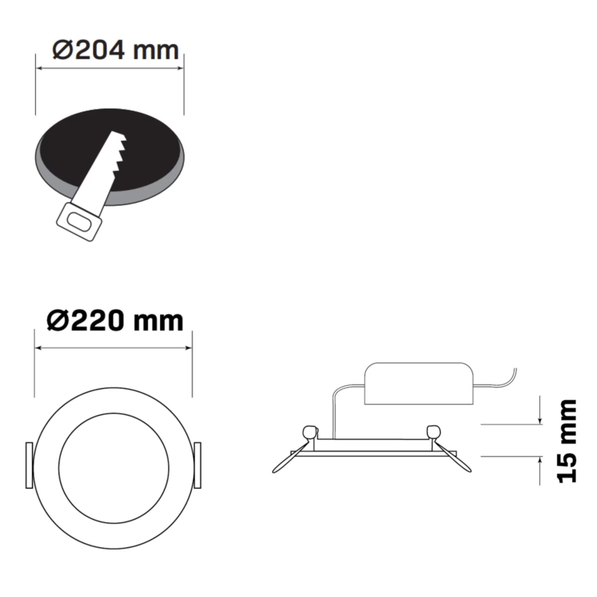 LED Ugradbena lampa RIGEL LED/14W/230V 4000K pr. 22 cm crno