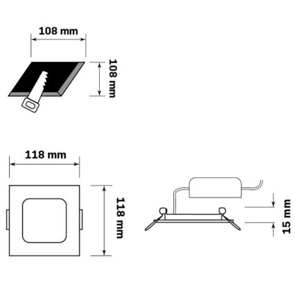 LED Ugradbena lampa RIGEL LED/4,8W/230V 4000K 11,8x11,8 cm crno