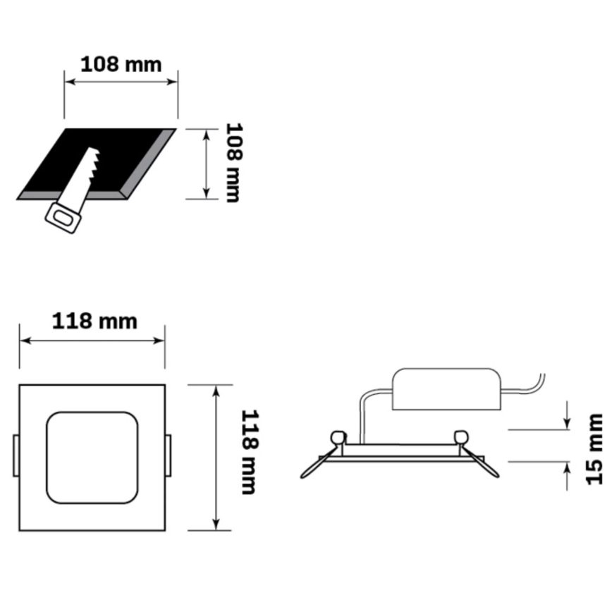 LED Ugradbena lampa RIGEL LED/4,8W/230V 4000K 11,8x11,8 cm crno