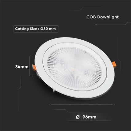 LED Ugradbena lampa SAMSUNG CHIP LED/10W/230V 6400K