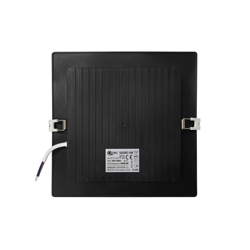 LED Ugradbena lampa SQUARE LED/18W/230V 4000K 22x22 cm crno