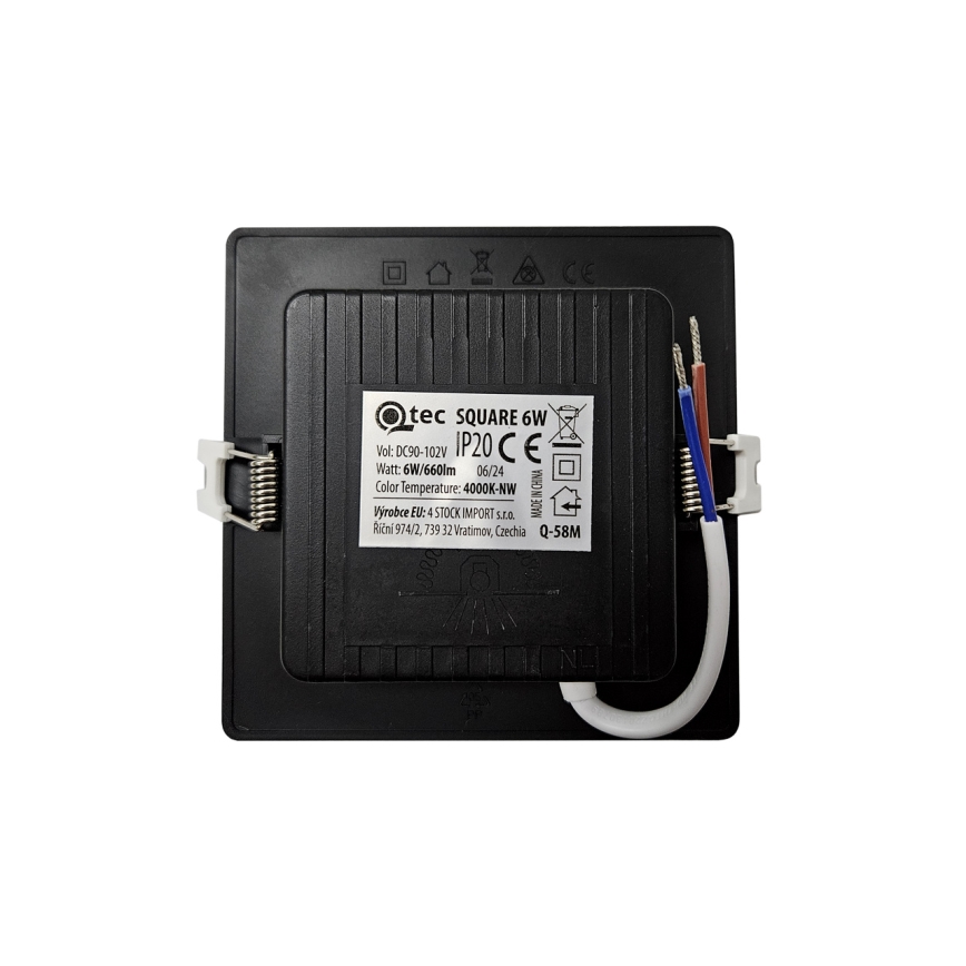 LED Ugradbena lampa SQUARE LED/6W/230V 4000K 12x12 cm crno