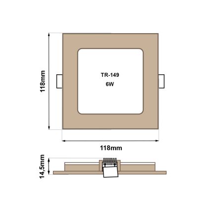 LED Ugradbena lampa SQUARE LED/6W/230V 4200K 11,8x11,8 cm braon