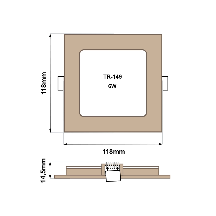 LED Ugradbena lampa SQUARE LED/6W/230V 4200K 11,8x11,8 cm braon
