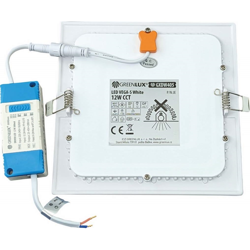 LED Ugradbena lampa VEGA LED/12W/230V 2900/3900/5800K 17,5x17,5 cm bela