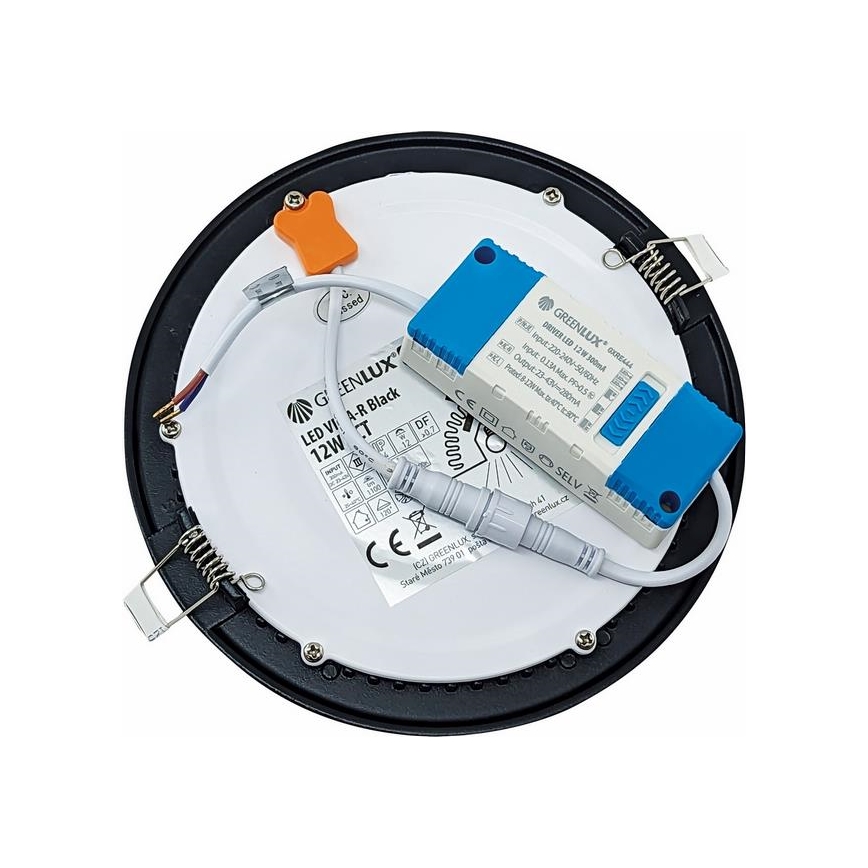 LED Ugradbena lampa VEGA LED/12W/230V 2900/3900/5800K pr. 17,5 cm crno