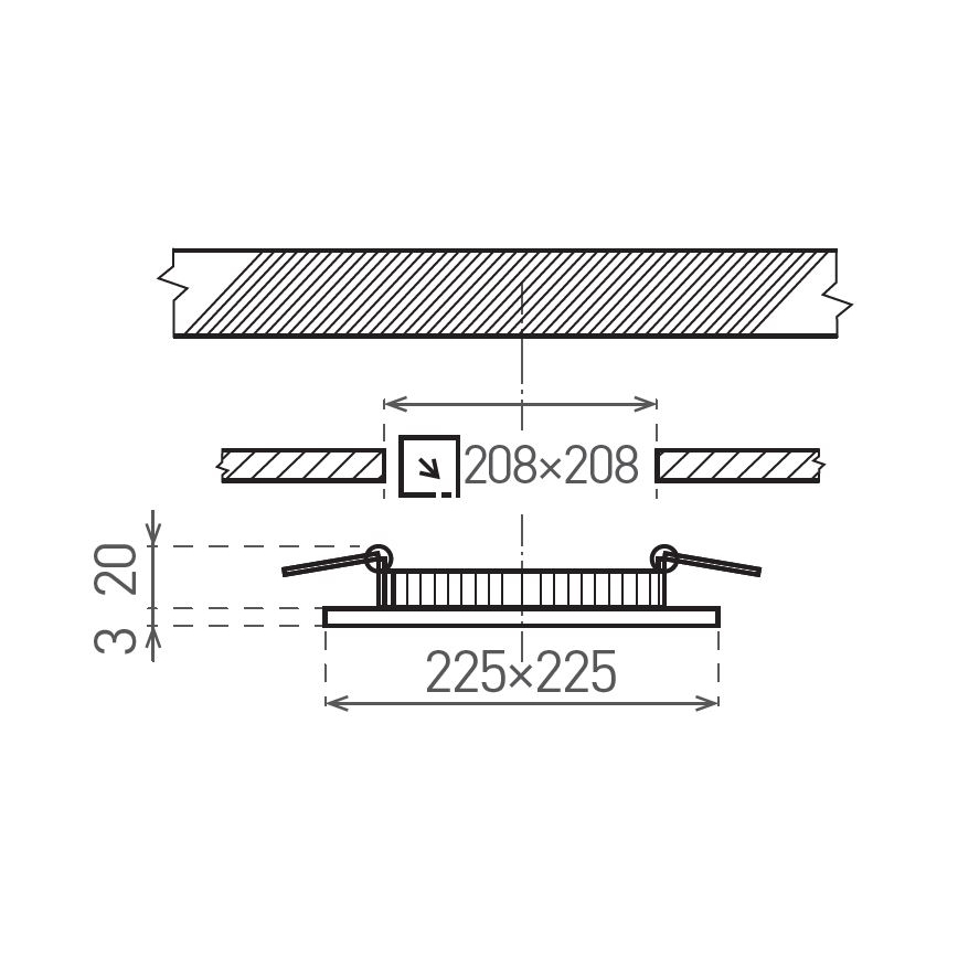 LED Ugradbena lampa VEGA LED/18W/230V 2900/3900/5800K 22,5x22,5 cm crno
