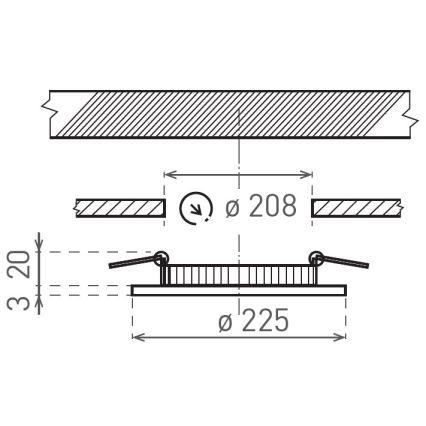 LED Ugradbena lampa VEGA LED/18W/230V 2900/3900/5800K pr. 22,5 cm crno