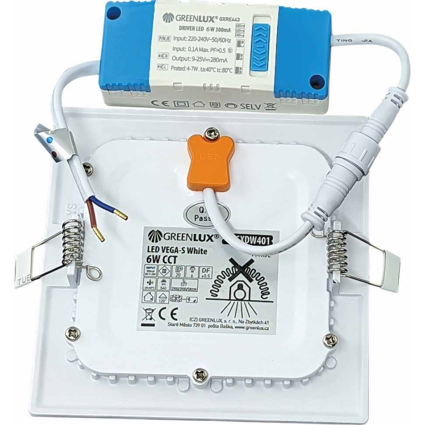 LED Ugradbena lampa VEGA LED/6W/230V 2900/3900/5800K 12,5x12,5 cm bela