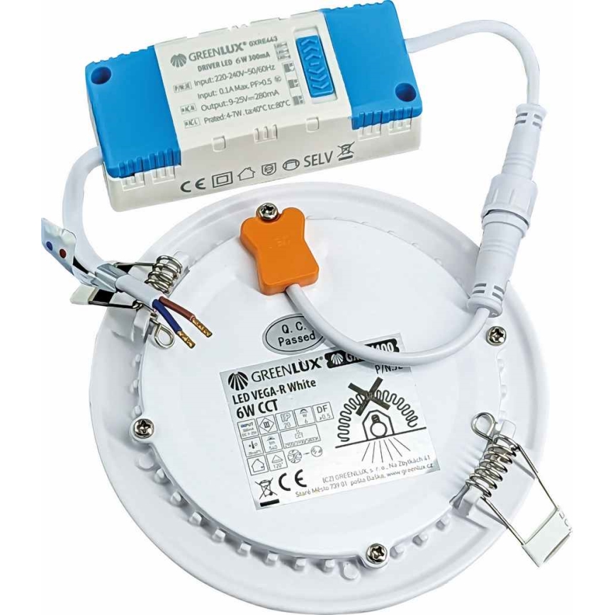 LED Ugradbena lampa VEGA LED/6W/230V 2900/3900/5800K pr. 12,5 cm bela