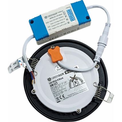LED Ugradbena lampa VEGA LED/6W/230V 2900/3900/5800K pr. 12,5 cm crno