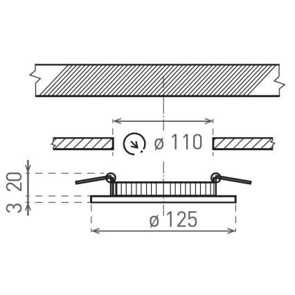 LED Ugradbena lampa VEGA LED/6W/230V 2900/3900/5800K pr. 12,5 cm crno