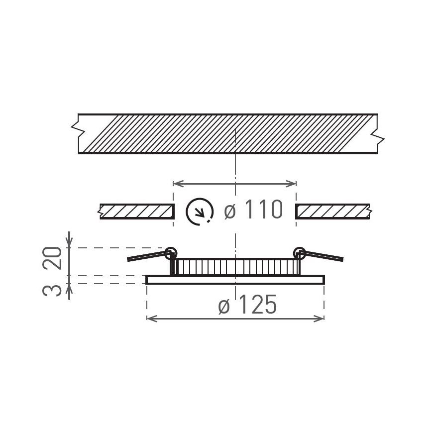 LED Ugradbena lampa VEGA LED/6W/230V 2900/3900/5800K pr. 12,5 cm crno