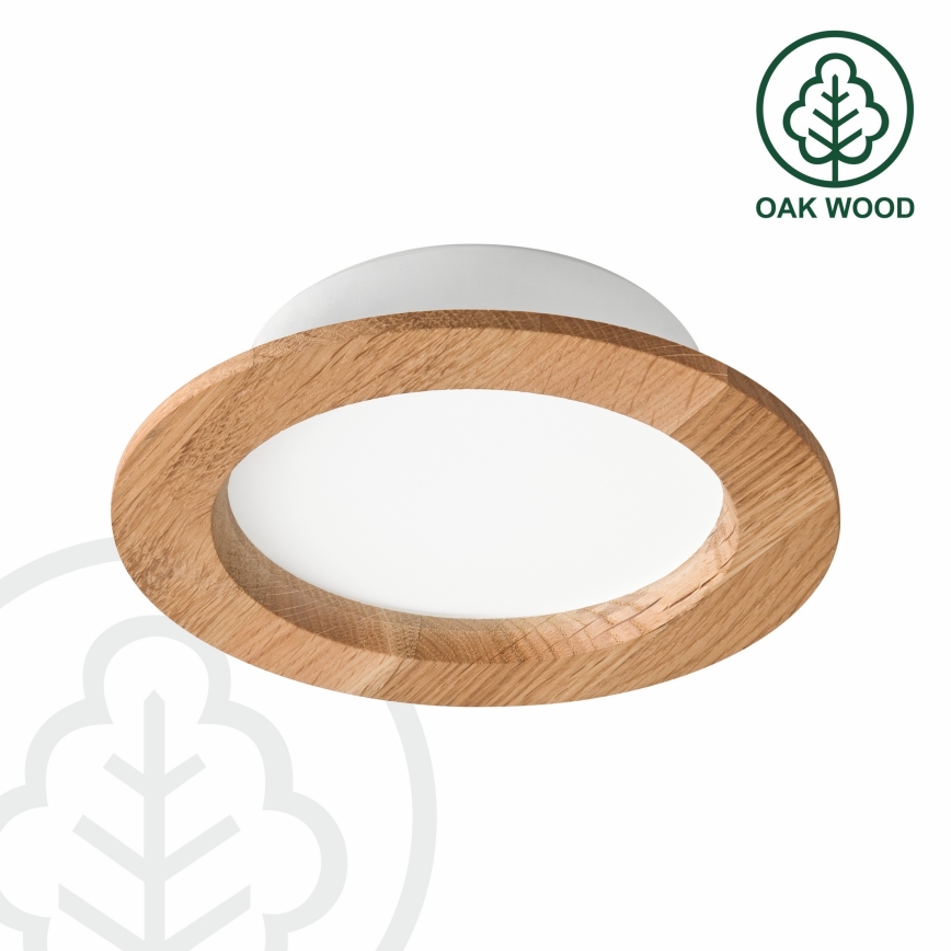 LED Ugradbena lampa WOODY SPOT LED/12,5W/230V 3000K hrast ø 16 cm