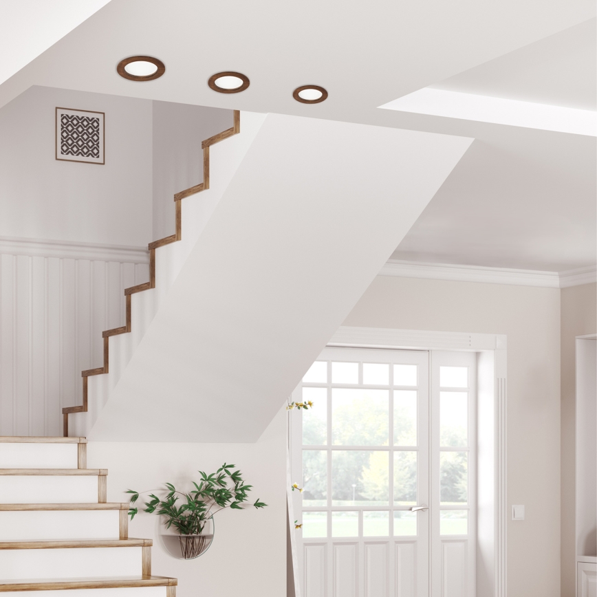 LED Ugradbena lampa WOODY SPOT LED/12,5W/230V 3000K trešnja ø 16 cm