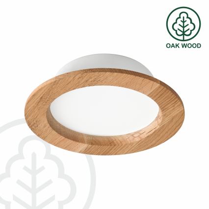 LED Ugradbena lampa WOODY SPOT LED/12,5W/230V 4000K hrast ø 16 cm