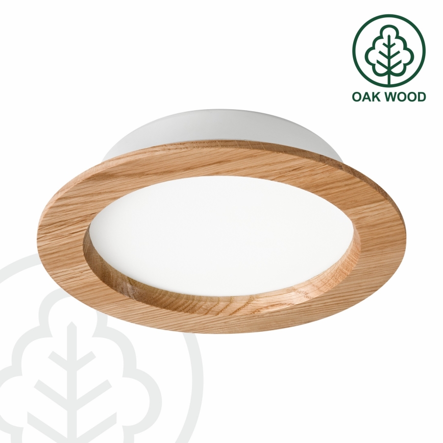 LED Ugradbena lampa WOODY SPOT LED/16,5W/230V 4000K hrast ø 18,5 cm