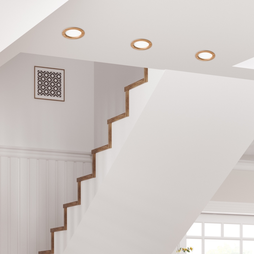 LED Ugradbena lampa WOODY SPOT LED/16,5W/230V 4000K hrast ø 18,5 cm