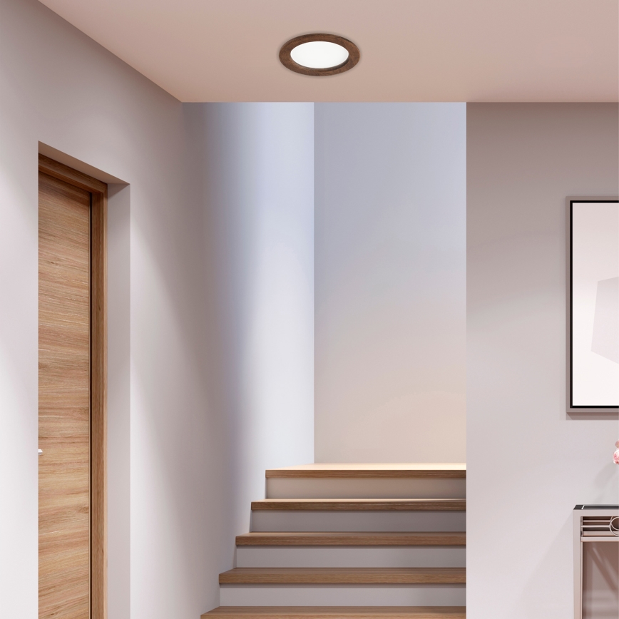LED Ugradbena lampa WOODY SPOT LED/16,5W/230V 4000K trešnja ø 18,5 cm