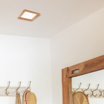 LED Ugradbena lampa WOODY SPOT LED/17W/230V 3000K hrast 18,5x18,5 cm