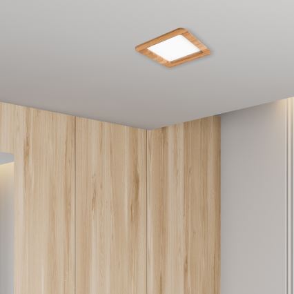 LED Ugradbena lampa WOODY SPOT LED/17W/230V 3000K hrast 18,5x18,5 cm