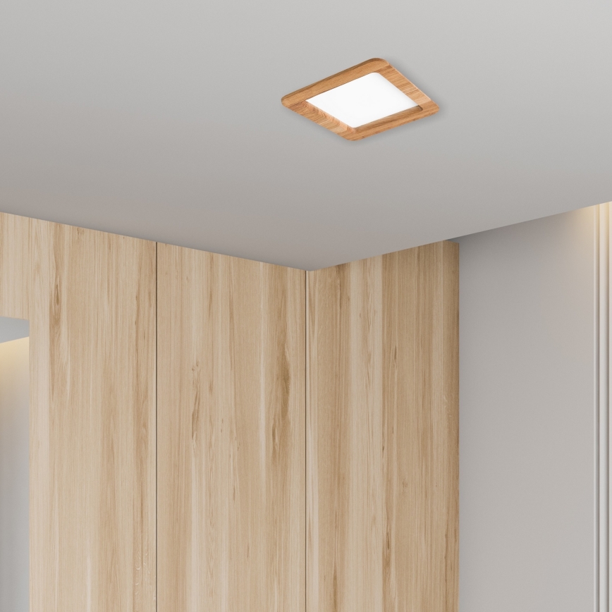 LED Ugradbena lampa WOODY SPOT LED/17W/230V 3000K hrast 18,5x18,5 cm