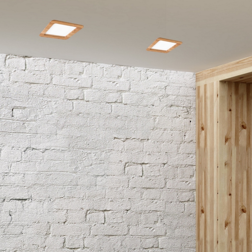 LED Ugradbena lampa WOODY SPOT LED/17W/230V 3000K hrast 18,5x18,5 cm