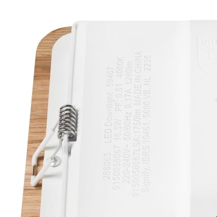 LED Ugradbena lampa WOODY SPOT LED/17W/230V 3000K hrast 18,5x18,5 cm