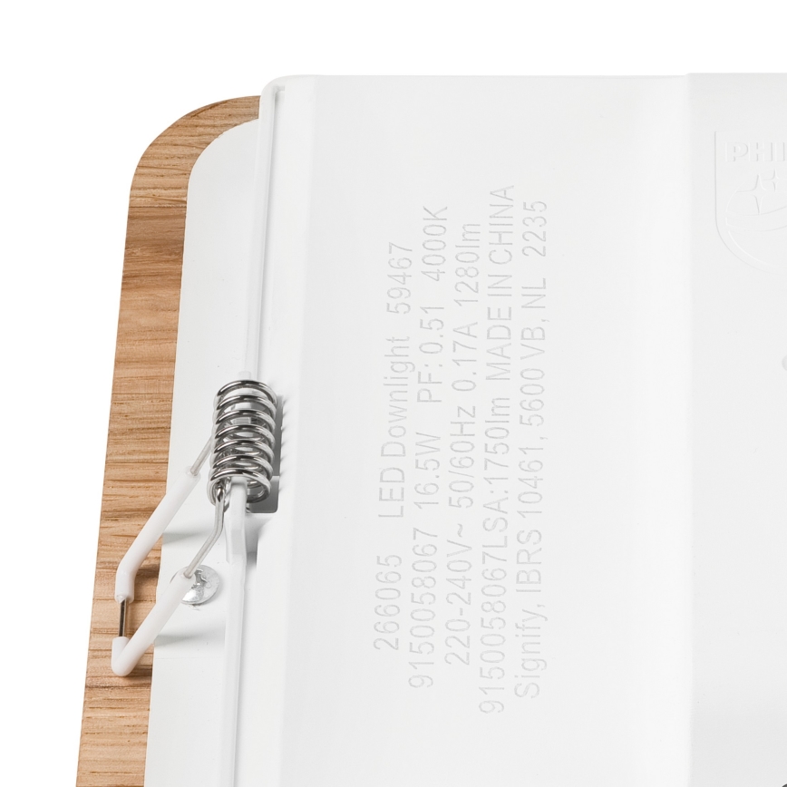 LED Ugradbena lampa WOODY SPOT LED/17W/230V 3000K hrast 18,5x18,5 cm