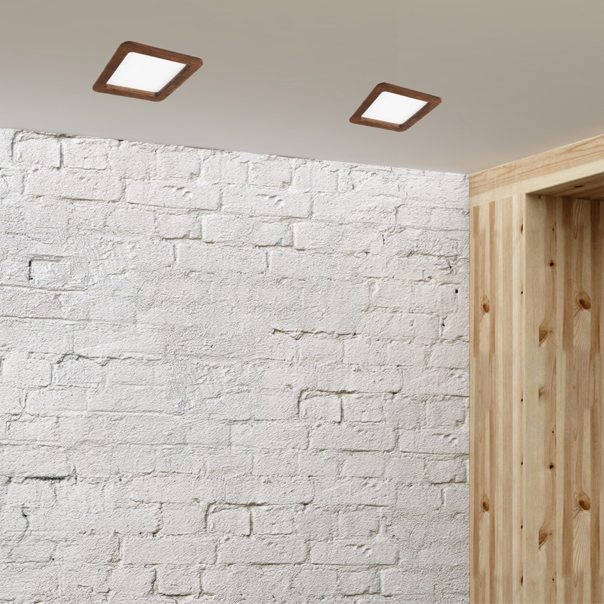 LED Ugradbena lampa WOODY SPOT LED/17W/230V 3000K trešnja 18,5x18,5 cm