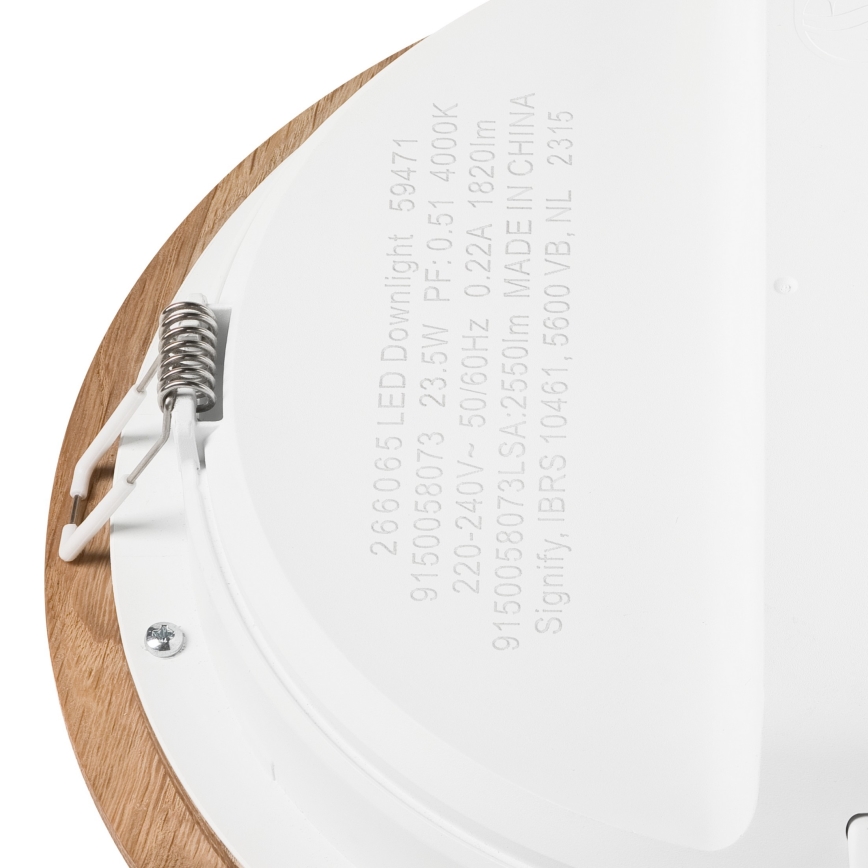 LED Ugradbena lampa WOODY SPOT LED/23,5W/230V 4000K hrast ø 23,5 cm