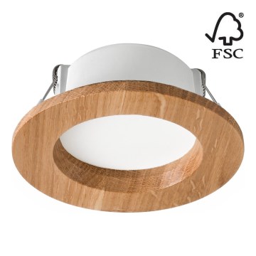 LED Ugradbena lampa WOODY SPOT LED/5,5W/230V 4000K hrast ø 10 cm