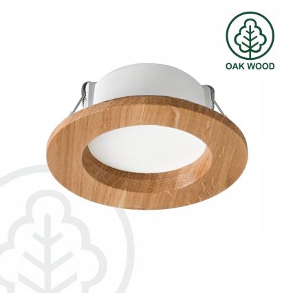 LED Ugradbena lampa WOODY SPOT LED/5,5W/230V 4000K hrast ø 10 cm